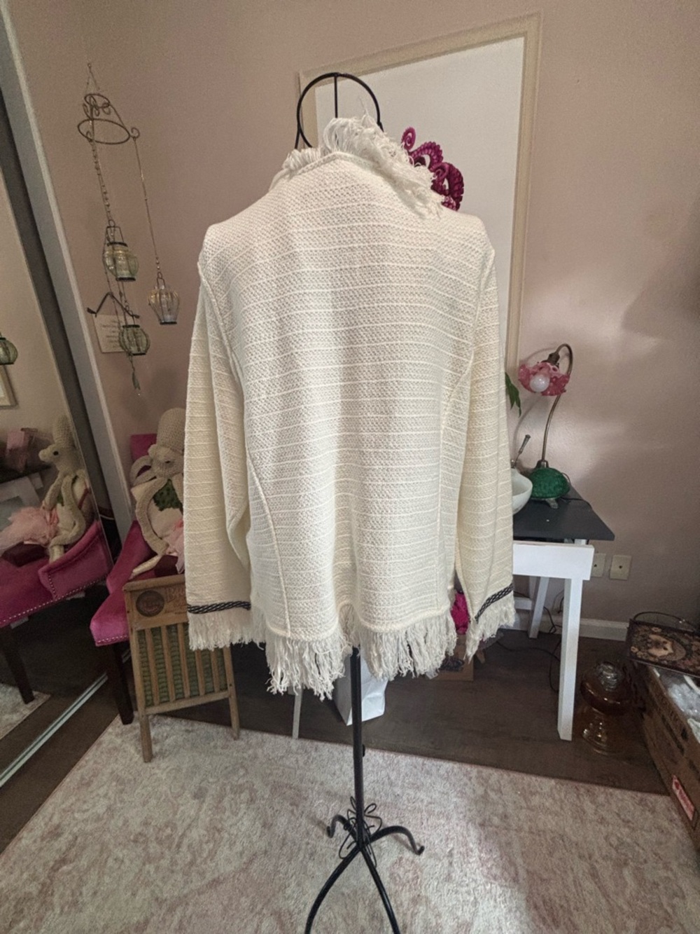 NIC+ZOE White Fringe Open-Front Cardigan Jacket/Blazer 1X - Picture 7 of 11